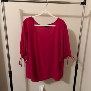 Eloquii Vibrant pink Blouse with Tie Sleeves
